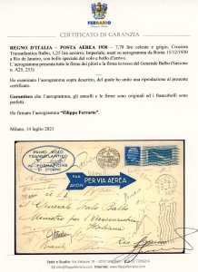 1930 - 7,70 lire Crociera Balbo, ... 