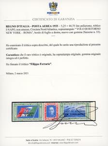 1933 - 5,25 + 44,75 lire Trittico ... 
