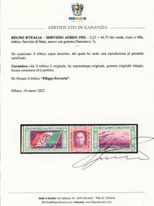 1933 - 5,25 + 44,75 lire trittico ... 