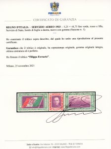 1933 - 5,25 + 44,75 lire trittico ... 