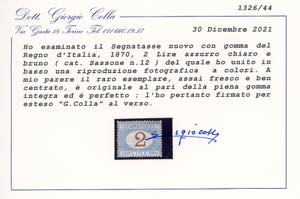 1870 - 2 lire azzurro chiaro e ... 