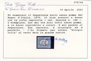 1870 - 10 lire azzurro e bruno, ... 