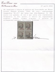 1923 - 85 cent. bruno rosso, ... 