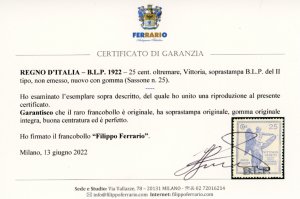 1922 - 25 cent. Vittoria, ... 