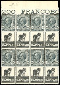 1924 - 15 cent. Cordial Campari (3), blocco ... 