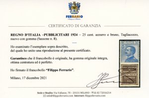 1924 - 25 cent. Tagliacozzo (8), ... 