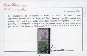 1924 - 50 cent. Piperno (13), ... 
