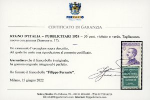 1924 - 50 cent. Tagliacozzo (17), ... 