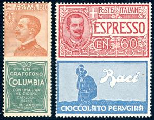 1925 - 20 cent. Columbia, 60 cent. Perugina, ... 
