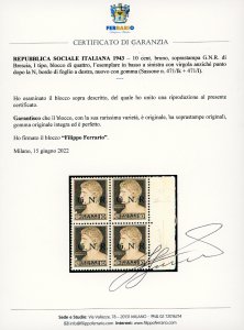 1943 - 10 cent. soprastampa G.N.R. ... 