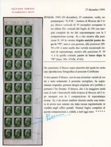1943 - 25 cent. soprastampa G.N.R. ... 