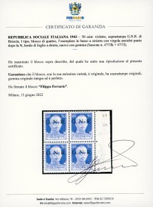 1943 - 50 cent. soprastampa G.N.R. ... 