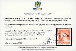 1943 - 1,75 lire soprastampa ... 