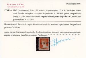 1943 - 1,75 lire soprastampa ... 