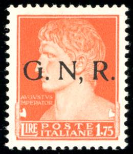 1943 - 1,75 lire soprastampa G.N.R. di ... 