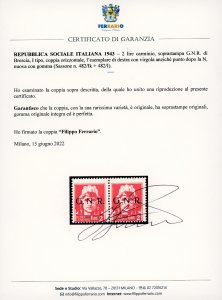 1943 - 2 lire soprastampa G.N.R. ... 