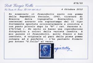 1943 - 35 cent. soprastampa G.N.R. ... 