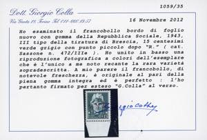 1943 - 15 cent. soprastampa G.N.R. ... 