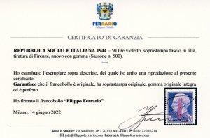1944 - 50 lire soprastampa fascio ... 