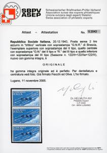 1943 - 2 lire azzurro, soprastampa ... 