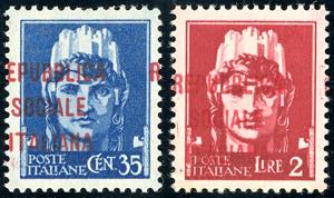 1944 - 35 cent. e 2 lire, soprastampa ... 