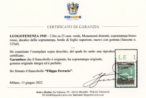 1945 - 2 lire su 25 cent., ... 