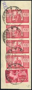 1950 - 100 lire Democratica, dent. 14 1/4 x ... 