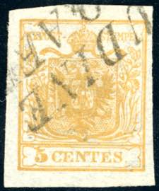 1850 - 5 cent. giallo arancio (1g), ... 