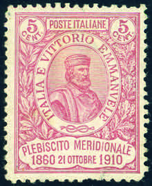 1910 - 5 + 5 cent. Garibaldi, dent. 12 ... 