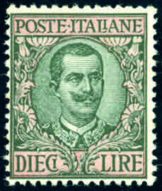 1910 - 10 lire Floreale (91), gomma ... 