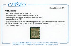 1910 - 10 lire Floreale, stampa in ... 