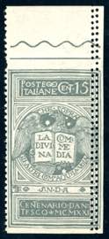 1921 - 15 cent. grigio Dante, non emesso, ... 