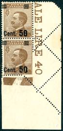 1923 - 50 cent. su 40 cent. Michetti (139), ... 