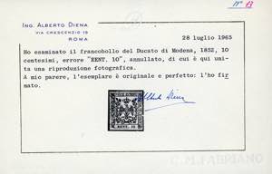 1852 - 10 cent. rosa chiaro, senza ... 