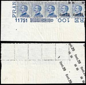 1925 - 20 cent. su 25 cent., striscia ... 