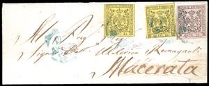 1852 - 15 cent. giallo, due esemplari, uno ... 