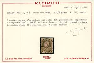 1929 - 1,75 lire, dent. 13 3/4 ... 