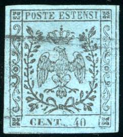 1852 - 40 cent. celeste (5), usato, ... 