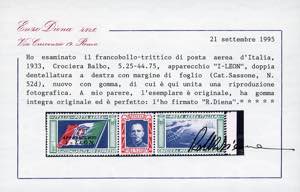 1933 - 5,25 + 44,75 lire Trittico ... 