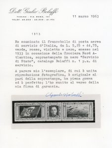 1933 - 5,25 + 44,75 lire Trittico ... 