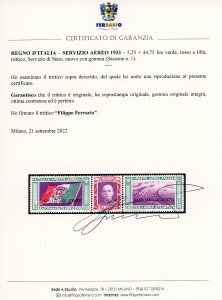 1933 - 5,25 + 44,75 lire Trittico ... 