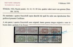1922 - 10,12,15 e 20 lire Nodo di ... 