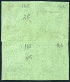 1855 - 5 cent. verde oliva, blocco ... 