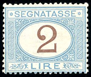 1870 - 2 lire azzurro chiaro e ... 