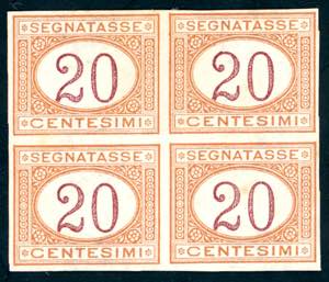 1890 - 20 cent. arancio e carminio, non ... 
