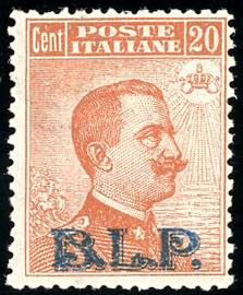 1921 - 20 cent., soprastampa BLP del II tipo ... 