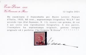 1923 - 60 cent. soprastampa BLP ... 