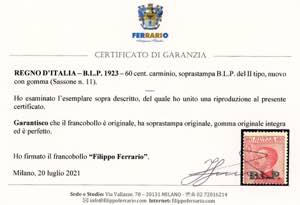 1923 - 60 cent. soprastampa BLP ... 