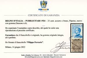 1924 - 25 cent. Piperno (6), gomma ... 