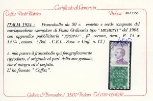 1924 - 50 cent. Piperno (13), ... 